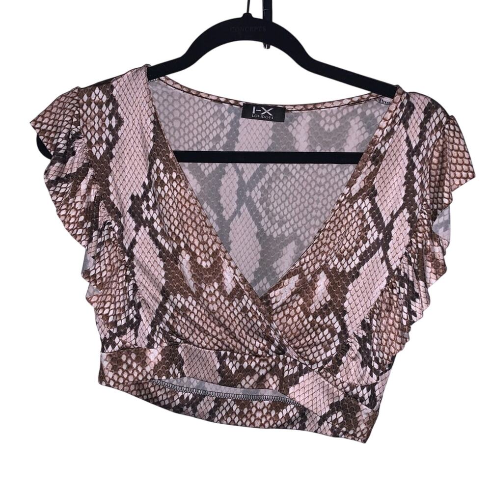Boohoo Snake Print Crop Top & Shorts Set